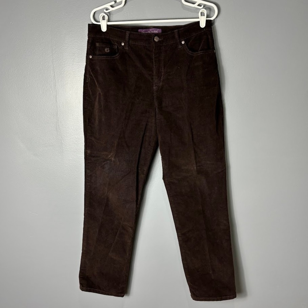 Gloria Vanderbilt Amanda Corduroy Pants‎ Womens 12S Brown Straight Leg Stretch